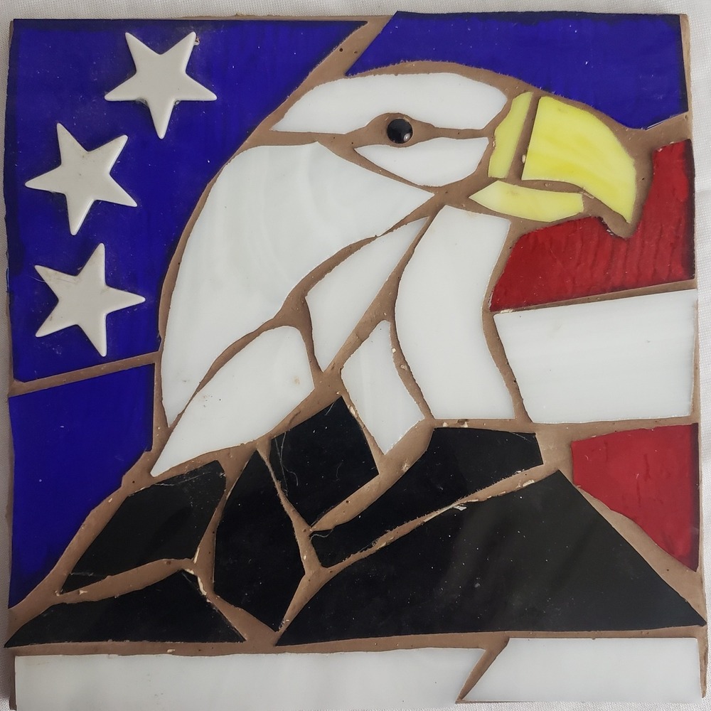 American Flag Bald Eagle Mosaic Art Tile or Trivet Patriotic‎ USA Decor
